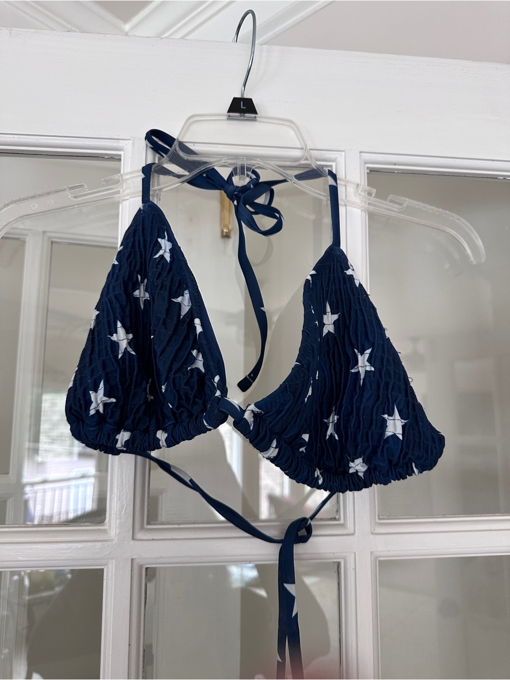 Old Navy Navy and White Triangle Bikini Top